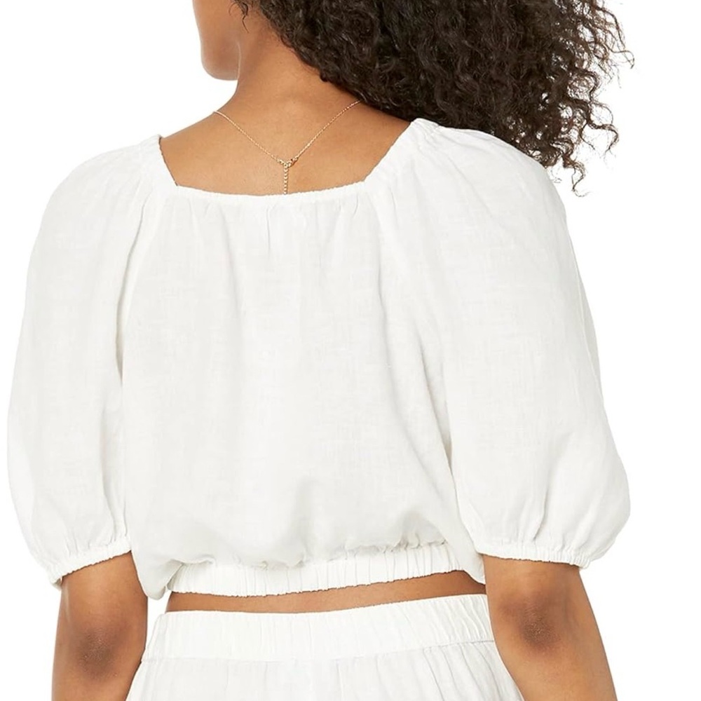 White Linen Off-Shoulder Top - Picture 2 of 3